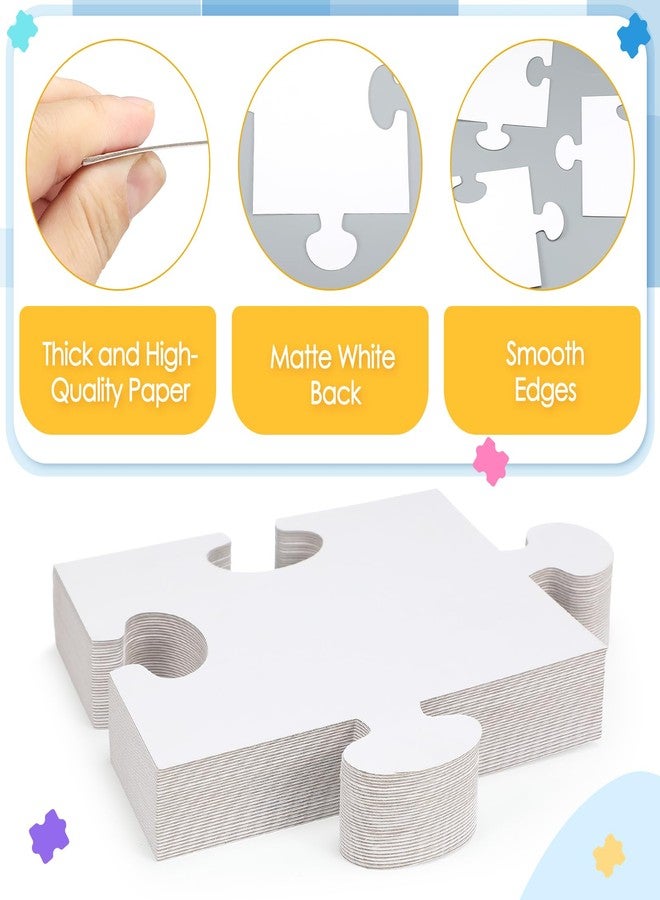 Sonwyoung 30 Pcs Large White Blank Puzzle Pieces Bulk to Draw on Make Your Own Jigsaw Puzzle Pieces Giant Double Blank White Papers for Kids Adult DIY Arts and Crafts Projects (8 x 9 Inch) - Image 3